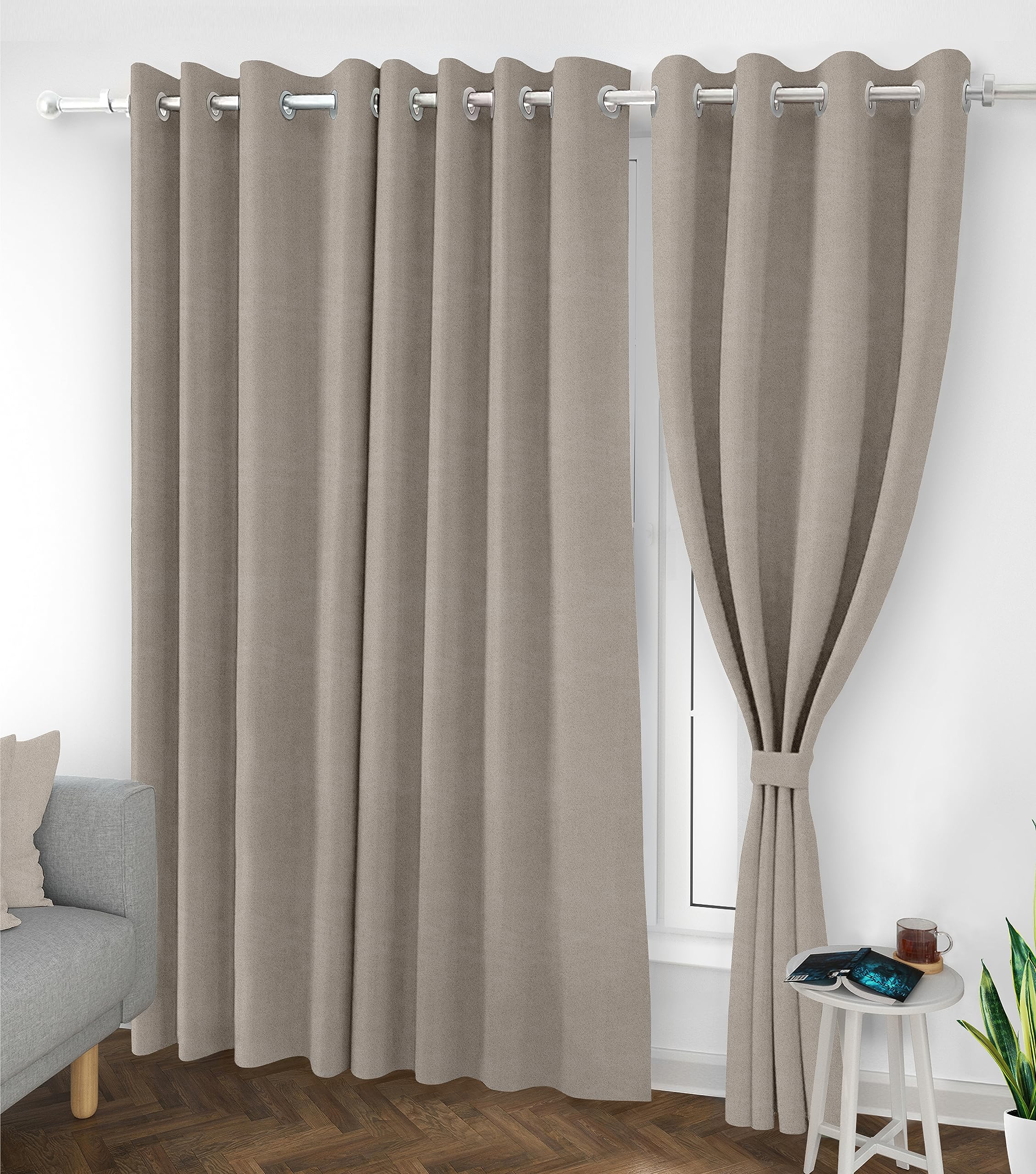 80-90% Blackout Door Curtain with Tie Back 7 feet 2 Pcs 7 L x 3.67 W Feet | Room Darkening, Thermal Insulated, Noise Reducing Heavy Polyester Solid Curtain (Charcoal Colour) discount deal