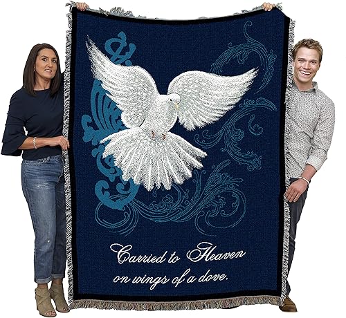 Pure Country Weavers Sherri Buck Baldwin - Manta con texto en inglés "Carried to Heaven on Wings of a Dove", hecha en los Estados Unidos (72 x 54