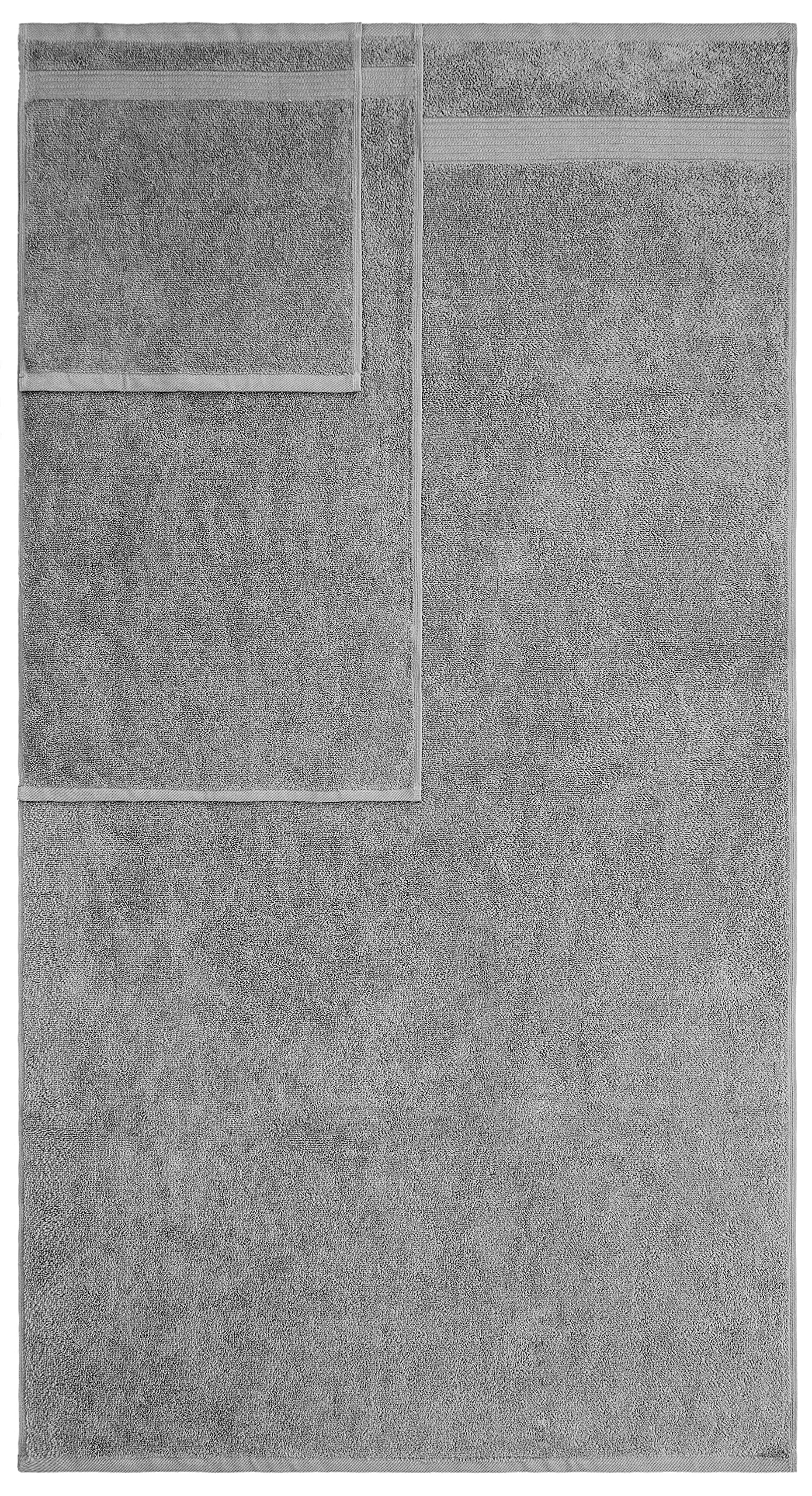 American Veteran Towel, Juego de 6 Toallas turcas para baño, 100% algodón, 2 Toallas de baño, 2 Toallas de Mano, 2 Toallas pequeñas, Color Gris frío
