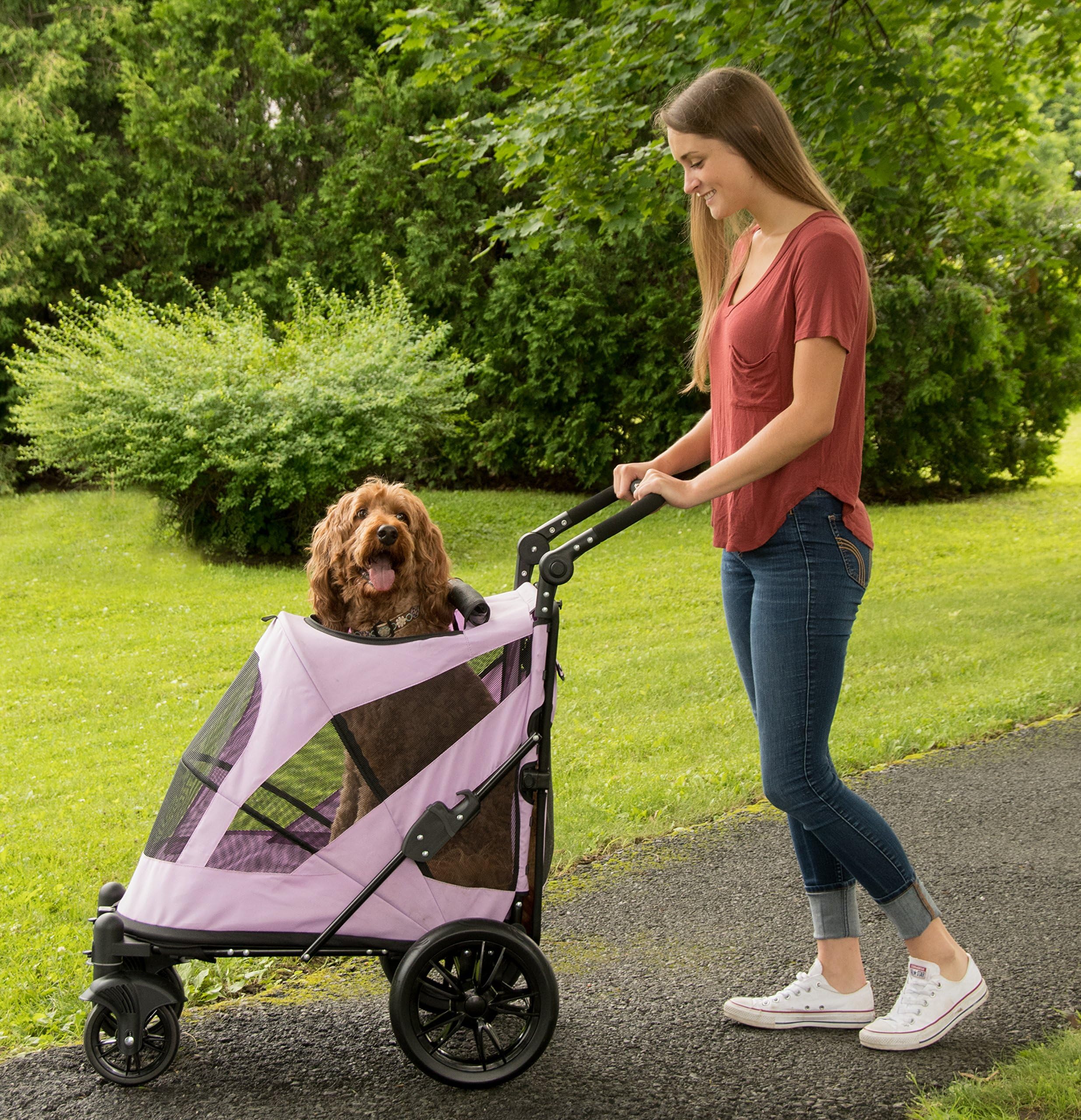 Pet Gear NOZIP Stroller, Push Button Zipperless Dual