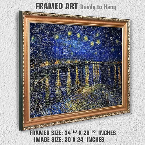 Miniatura 178 de A&T ARTWORK The Starry Night de Vincent Van Gogh. Tamaño del marco: 36 x 30 pulgadas, tamaño de la imagen: 30 x 24 pulgadas, reproducciones clásicas