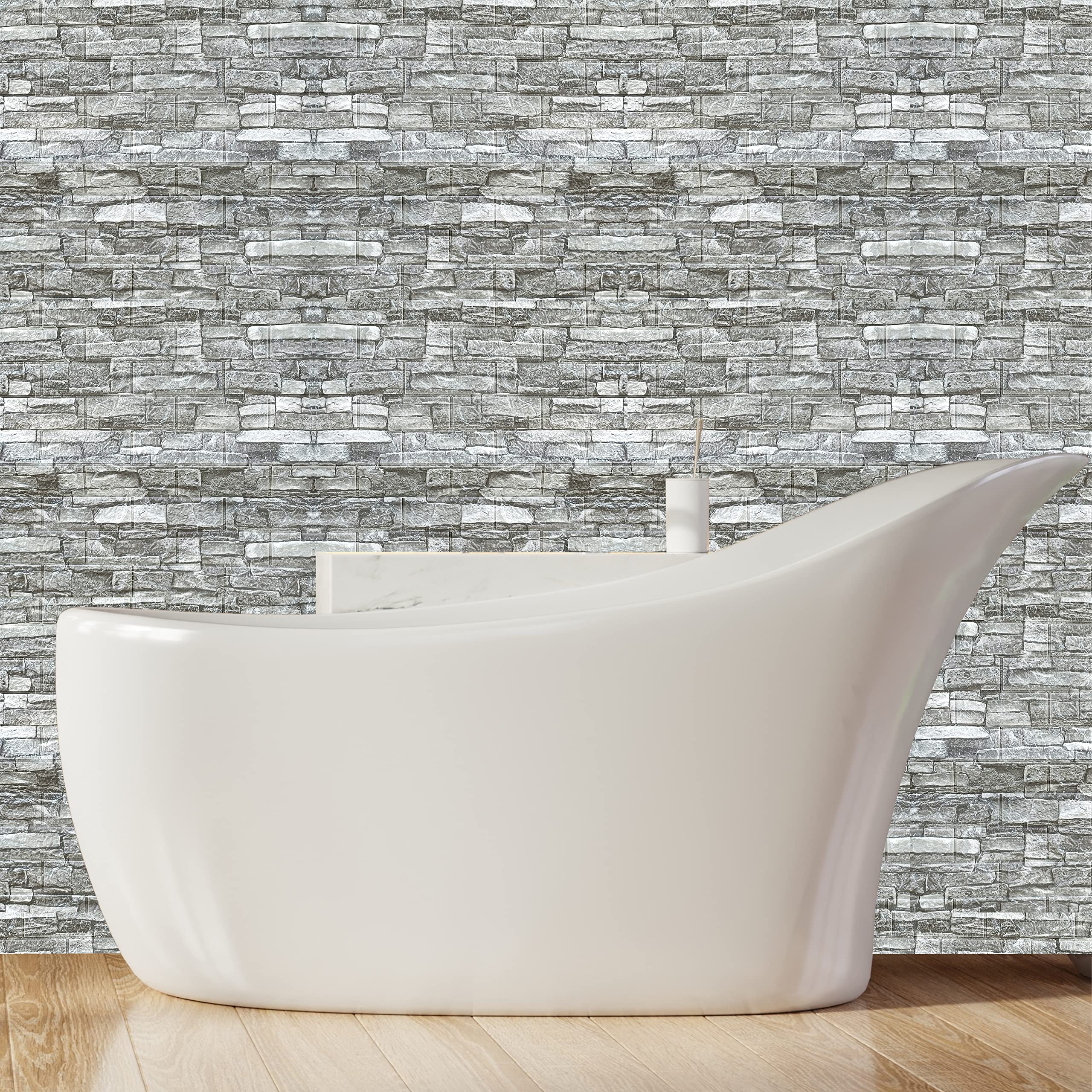 MAKA 12 Pezzi Piastrelle Adesive in PVC Bagno e Cucina 60x77cm/Pezzo 5.5 m² Totale Pietre in 3D Murale Mattonelle Decorazioni Realistiche Mosaico Autoadesivo Impermeabile Alta Risoluzione (Virginia)