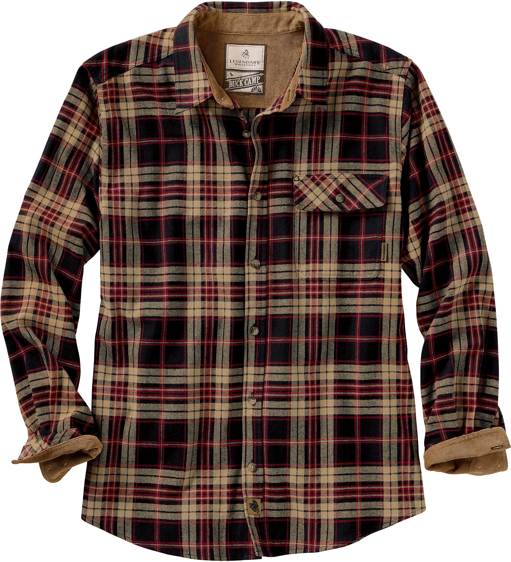 mens Buck Camp Flannel Shirt Button Down Shirt (pack of 1)
