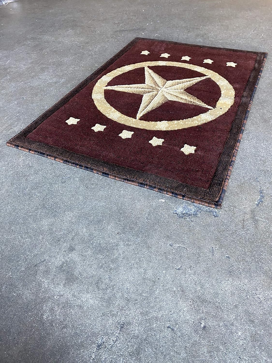 Texas Star Door Mat Area Rug Burgundy Black Beige Design 5457 (2 Feet X 3 Feet)
