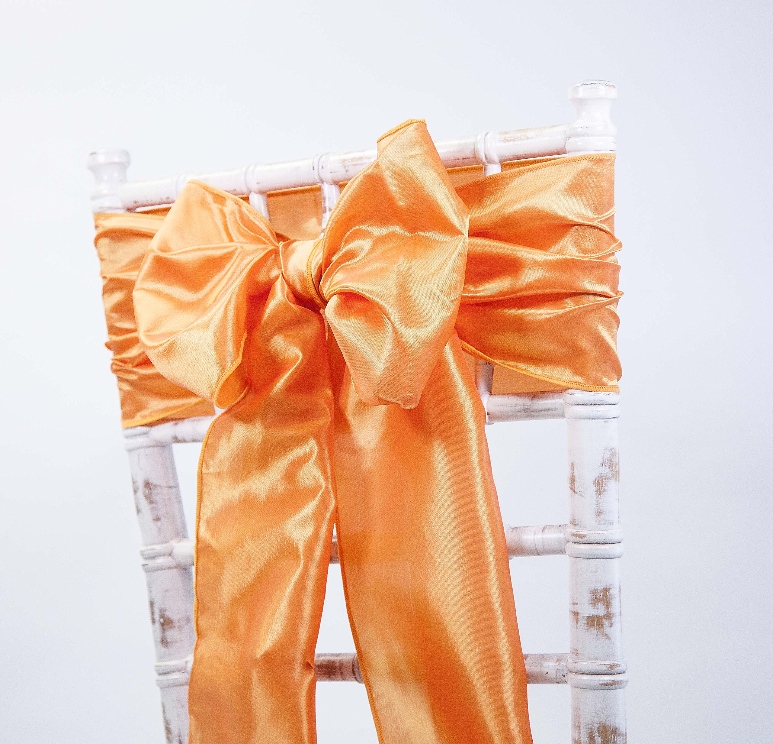 Decor Essentials Orange Taffeta Chair Sashes Covers For Wedding Events Corporate Chair Dressing (Orange)