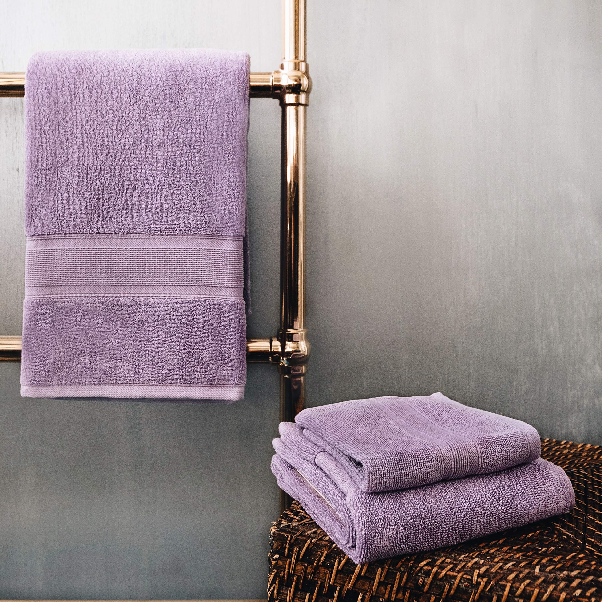 Luzia Set di asciugamani da 8 pezzi, 100% cotone turco, qualità premium, 2 asciugamani da bagno, 2 asciugamani per le mani e 4 asciugamani (lavanda)