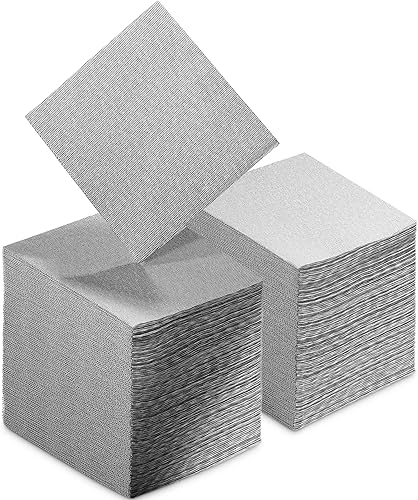 Servilletas de cóctel desechables similares a tela, paquete de 200 servilletas de papel de 10 x 10 pulgadas con puntos negros para bebidas, para