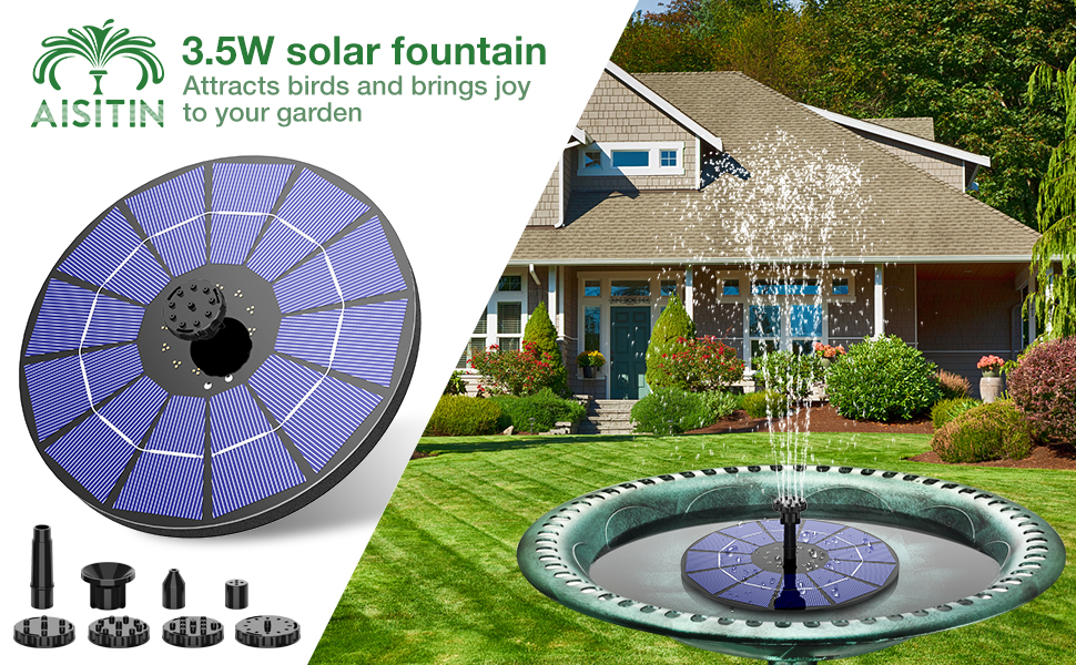 Aisitin Fountain Pump Reviews AISITIN Upgraded 6.5W Solar Floating Water Pump With 6 Fountain Styles For Garden, Bird Bath, Pond And Fish Container, Built-in 1500 MAh Battery On Aisitin Solar Fountain Pump