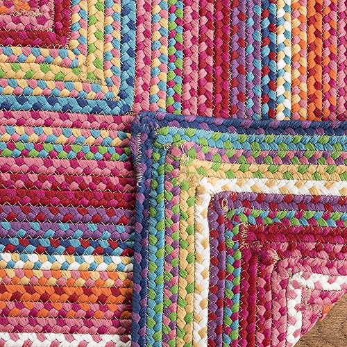 Miniatura 4 de SAFAVIEH Colección Alfombra trenzada para exteriores, 2 x 3 pies, multicolor, hecha a mano y reversible, no desprende pelusa y fácil de limpiar,