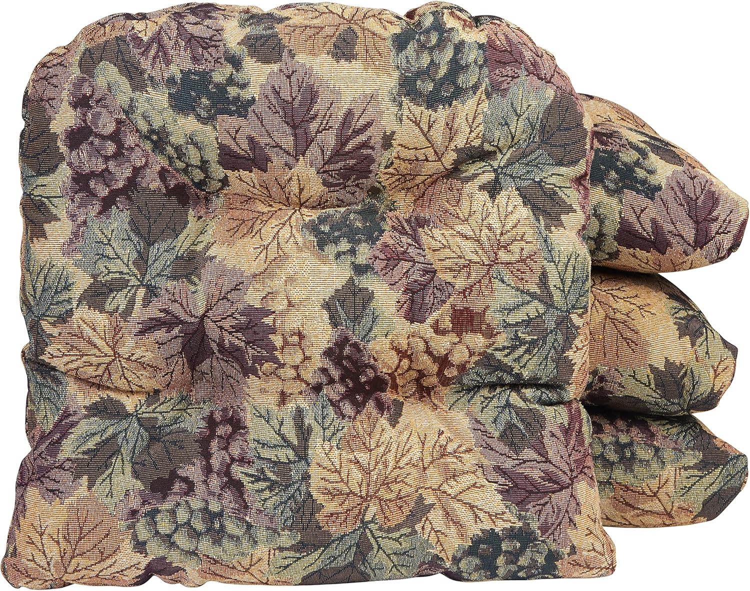 Klear Vu Gripper Overstuffed Universal Non-Slip Dining Chair Cushions for Kitchen Decor or Office Use, U-Shaped Skid-Proof Seat Pad, 15x15 Inches, 4 Count (Pack of 1), Multicolored 4 Count (Pack of 1) Multicolored