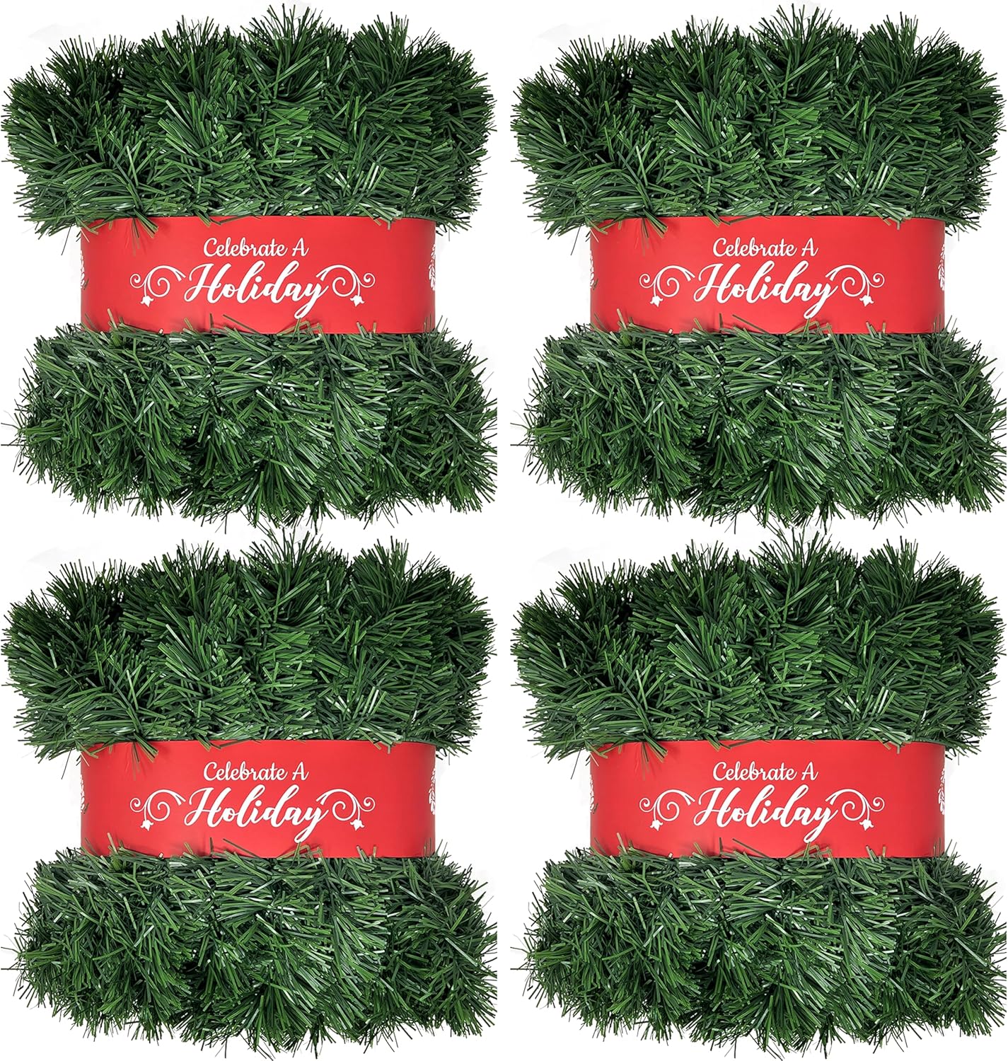 50 Foot Garland for Christmas Decorations - Non-Lit Soft Green Holiday Decor for Outdoor or Indoor Use - Premium Quality Home Garden Artificial Greenery, or Wedding Party Decorations(4, 50 FT Premium)