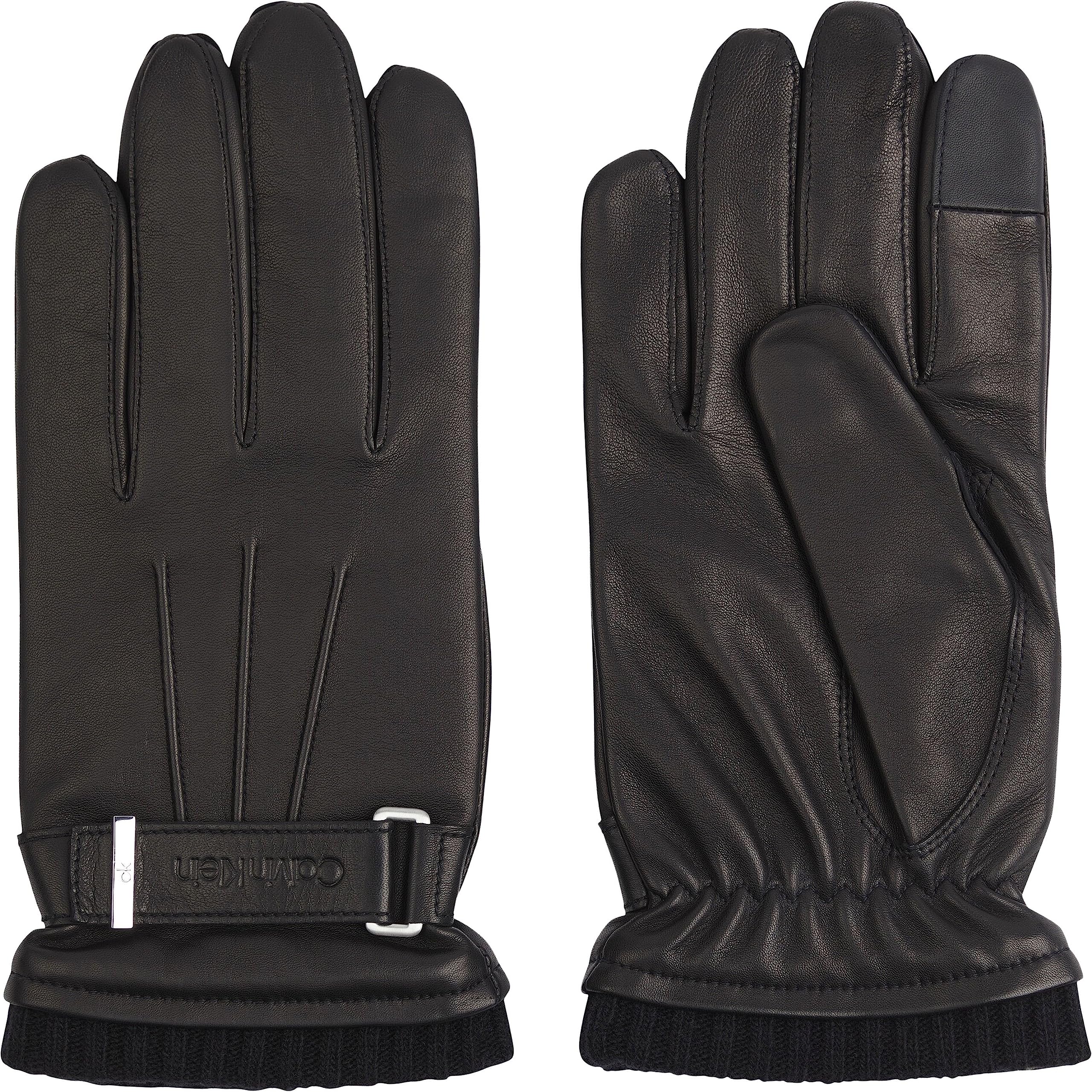 Calvin KleinMen Gloves Rivet Leather, Black (Ck Black), M-L