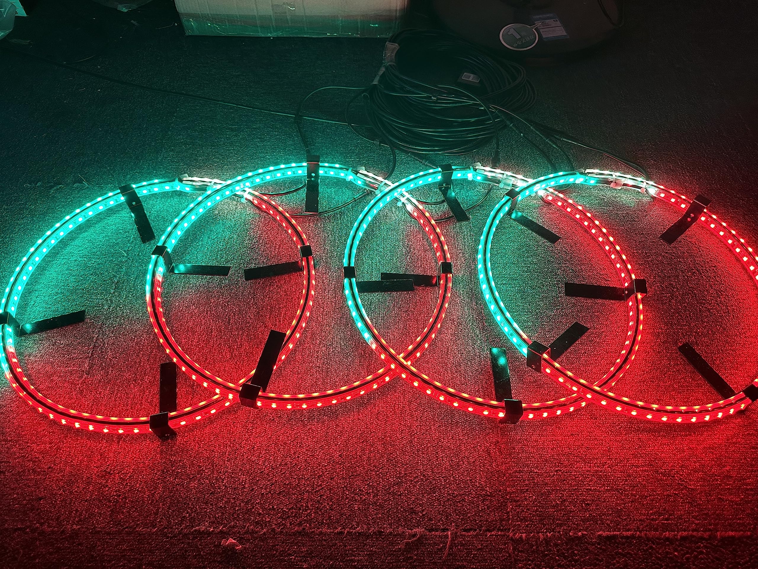 Sando Tech 17inch Double Row Dream Color Chaser RGB LED Wheel Light w/Turn Signal,Braking,Lock Controlled by Remote and APP Simultaneously