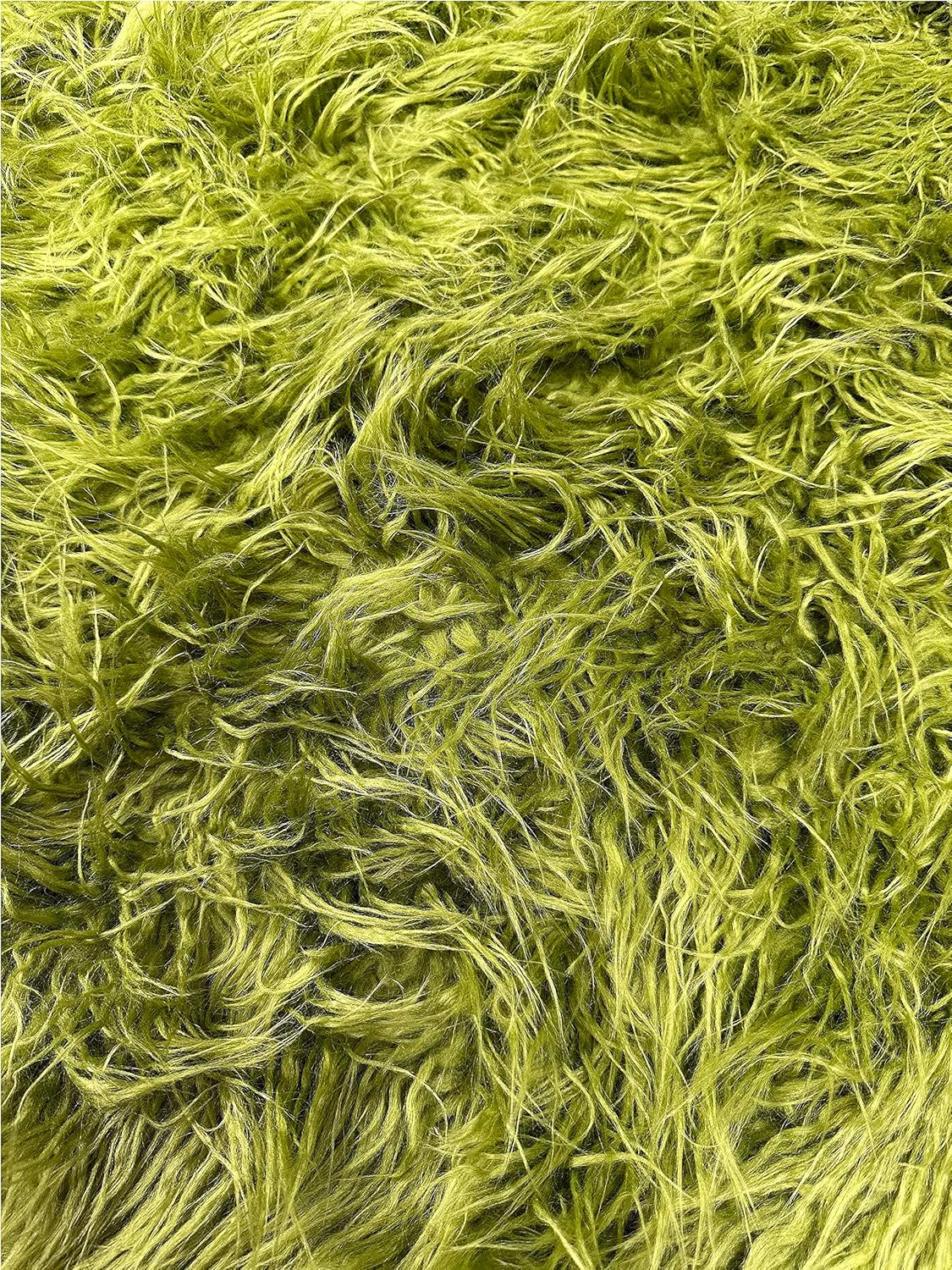 Faux Fur Long Pile Mongolian Sheep Olive Fabric / 64w/Sold by The Yard