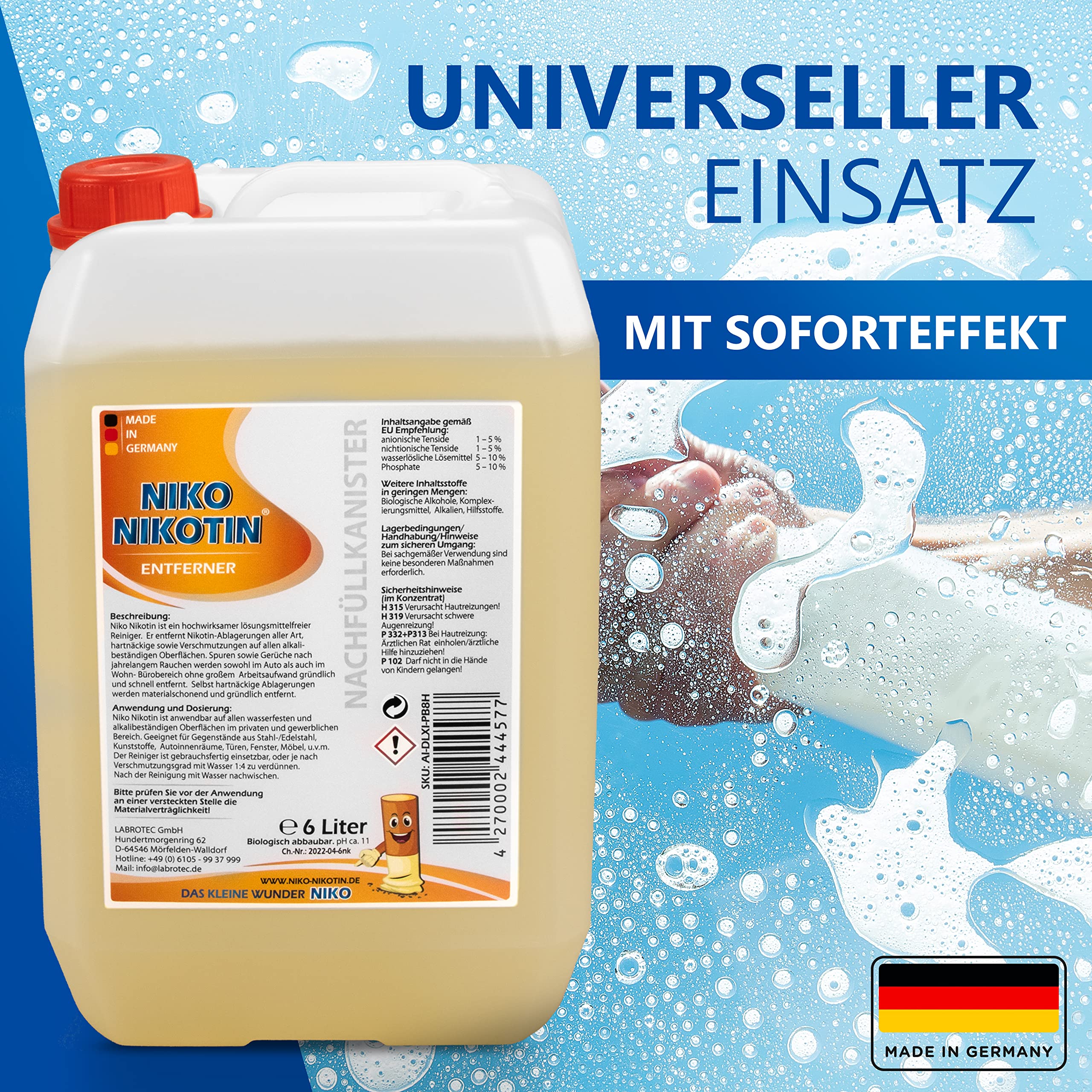 6L Kombi Kanister – Profi Kunststoffreiniger mit Sprühflasche – entfernt Nikotinrückstände effizient und schnell.