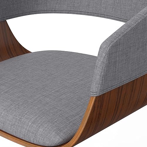 Miniatura 188 de SIMPLIHOME Lowell Taburete de bar giratorio ajustable, silla tapizada de metal de 33 pulgadas de altura del asiento en tela de aspecto de lino gris