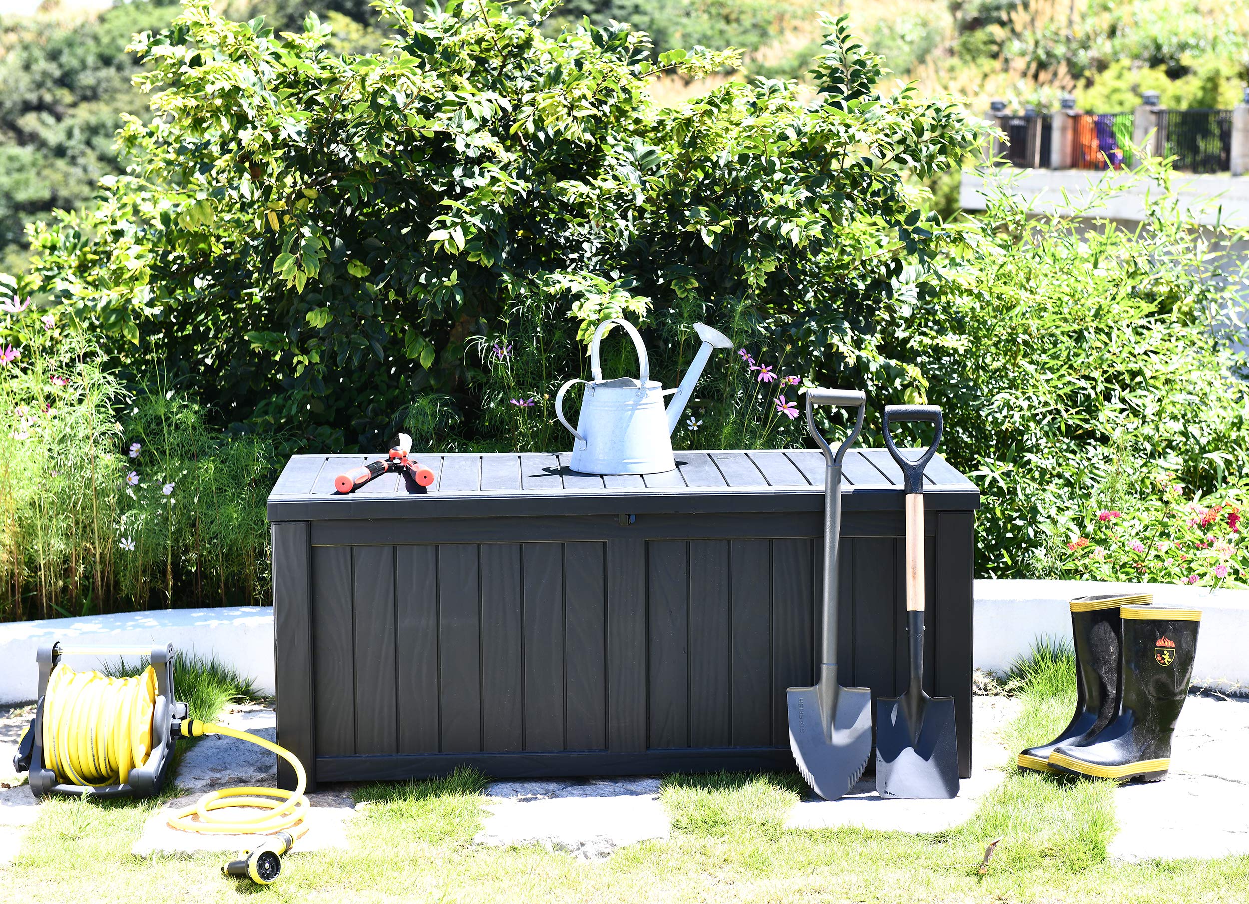 Sponsored Ad – TUNGSTEN 450 Litre 119 Gallon Waterproof Extra Large Lockable Easy-Open Garden Storage Box in Black