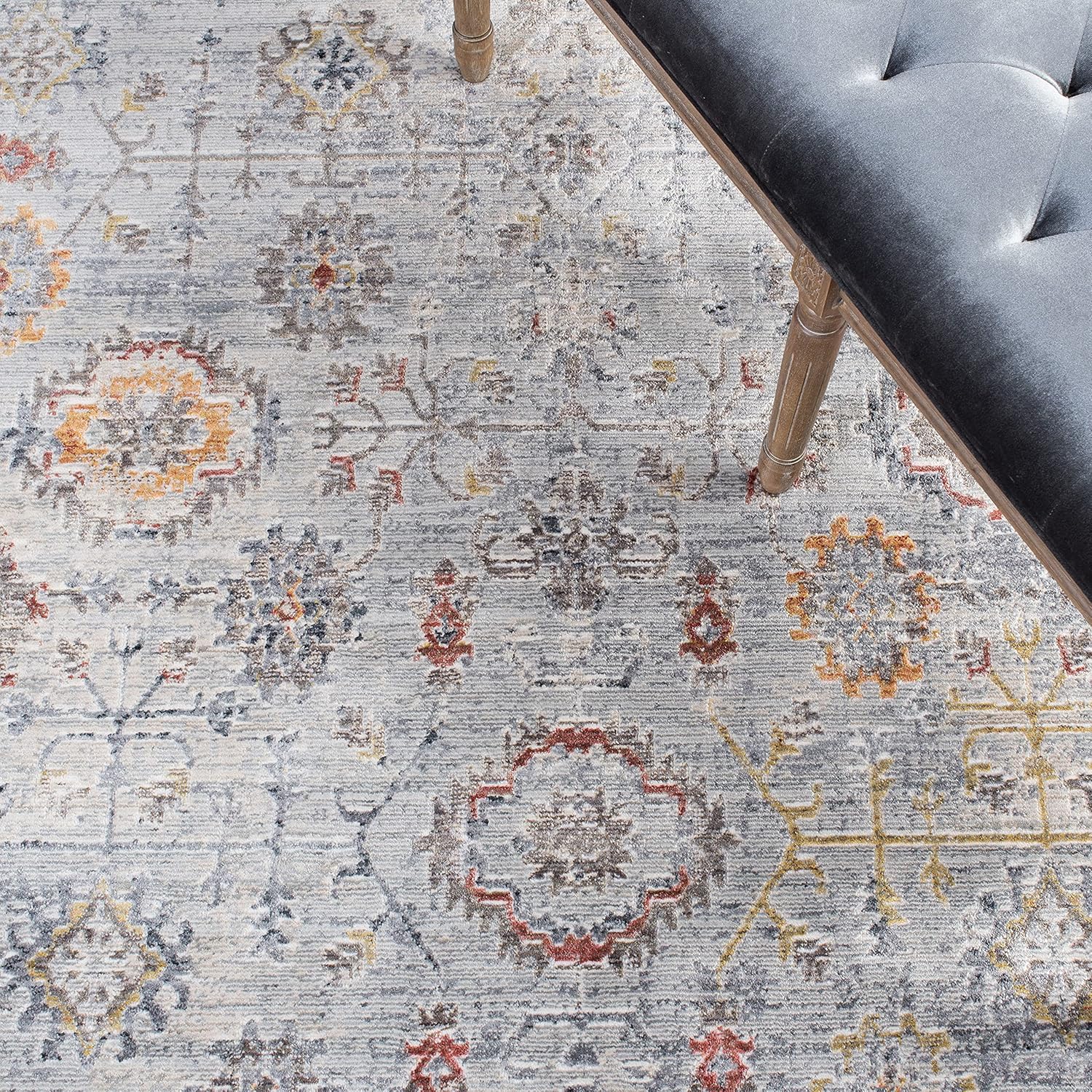 SAFAVIEH History Collection Runner Rug - 3' x 10', Light Grey & Navy, Vintage Distressed Design, Non-Shedding & Easy Care, Ideal for High Traffic Areas in Living Room, Bedroom (HIS580F)