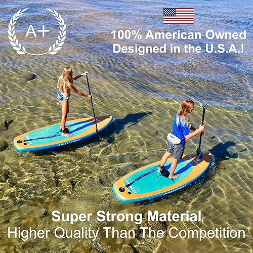 Miniatura 5 de Tabla de remo para niños Waterkids de 8 pies 'Stingray' inflable tabla de remo SUP y paquete de accesorios para niños, tabla de remo inflable para