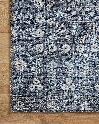 Miniatura 5 de Rifle Paper Co. x Loloi Maison Collection MAO-03 - Alfombra redonda color azul roseta de 5 pies x 5 pies