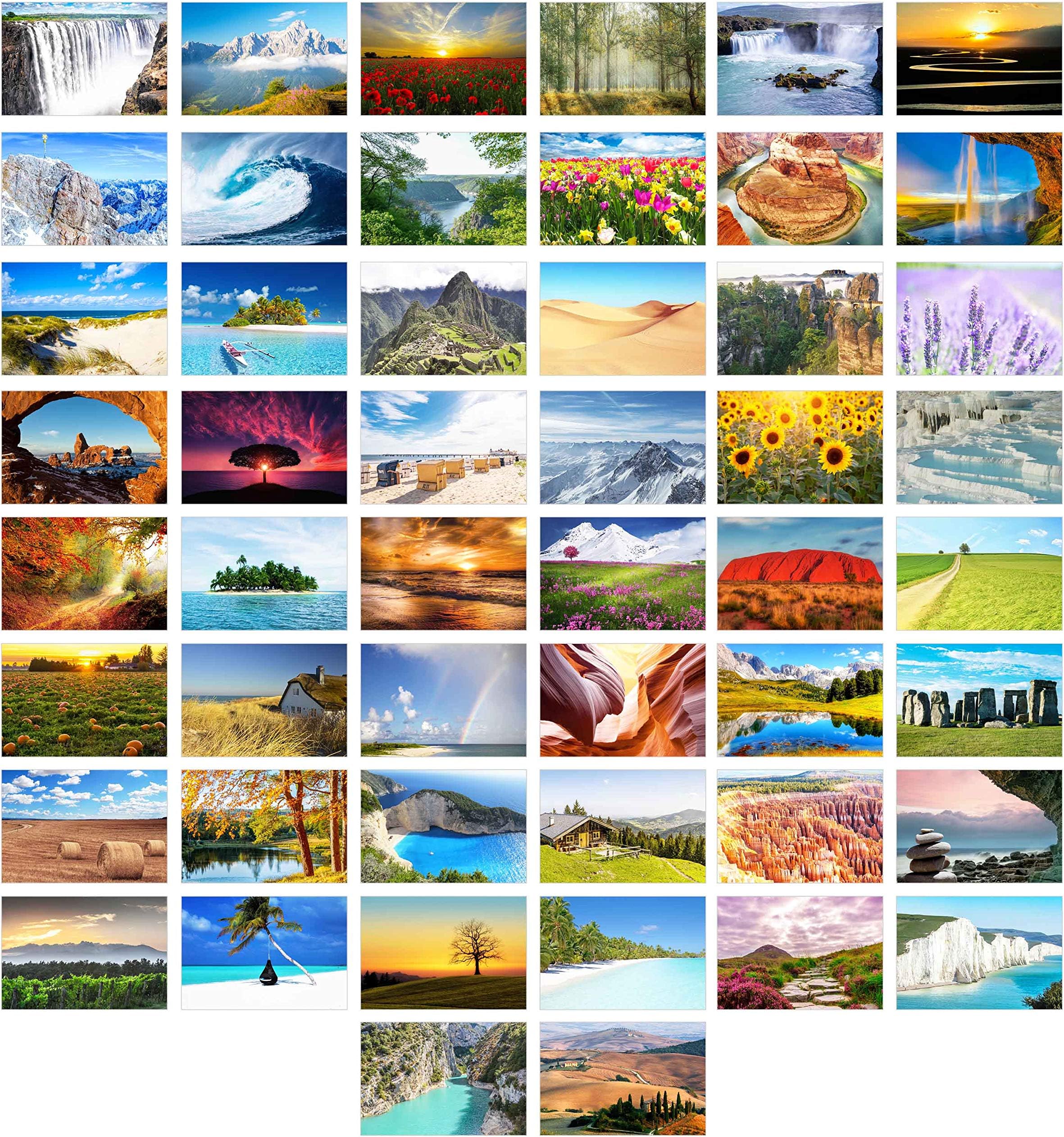 Set of 50 Premium Postcards Landscapes Nature Sea Mountains Forest Valley Cards Postcard (20238)