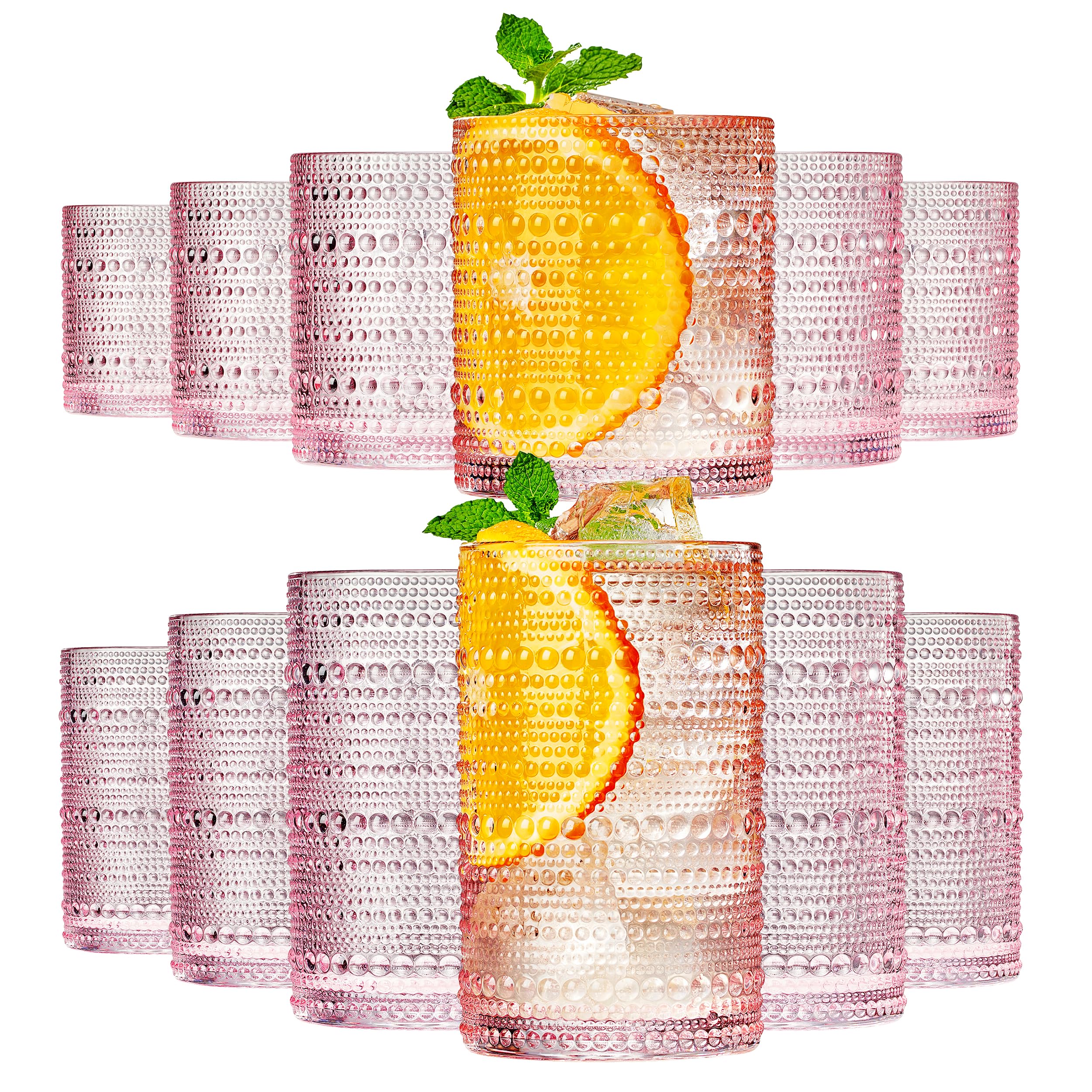 Khen Flower Champagne Glasses Set of 2 – Iridescent 7oz Floral Cocktail Coupes, Elegant Martini, Prosecco & Mimosa Glassware, Perfect for Weddings, Birthdays & Special Occasions (Pink)