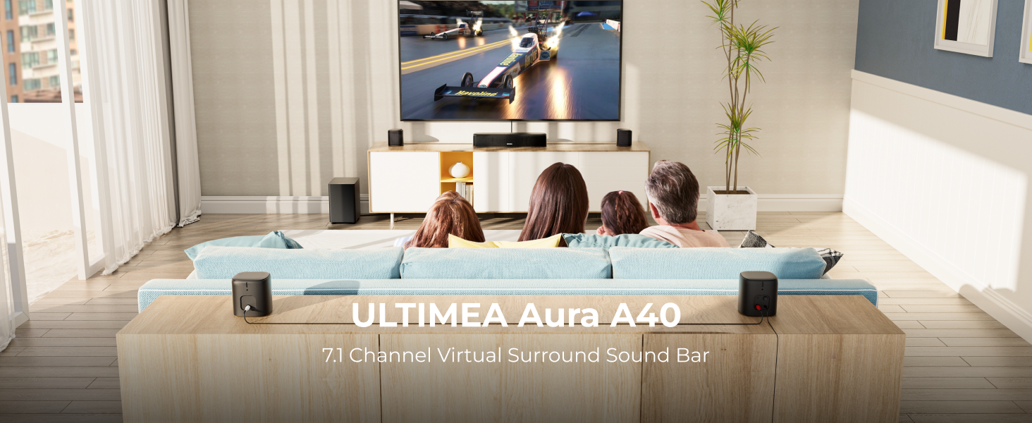 ULTIMEA 7.1ch Virtual Surround Sound Bar with 4 Speakers