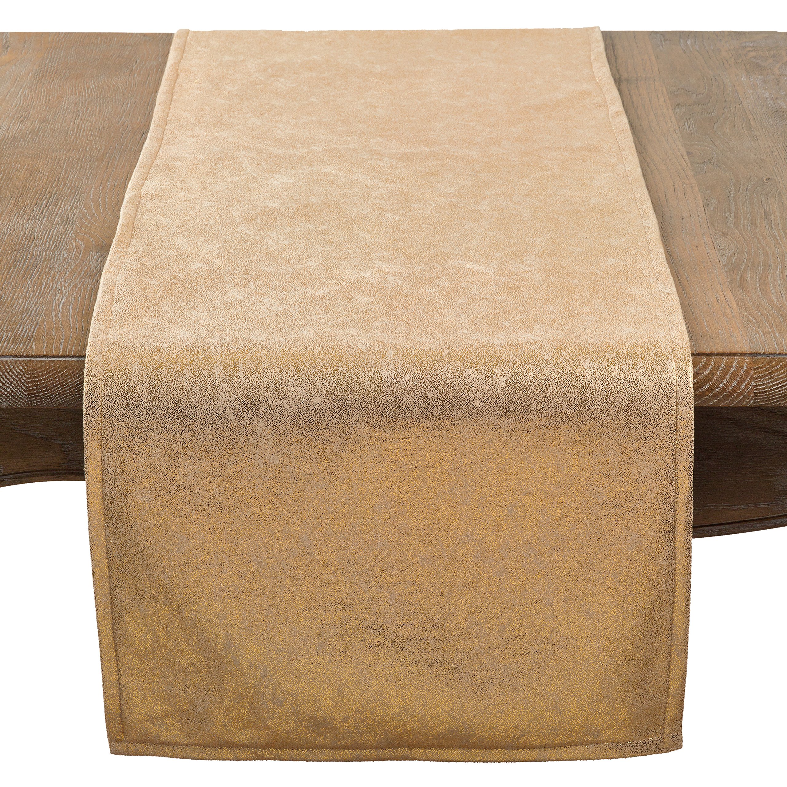 SARO LIFESTYLE Augustina Collection - Rana de mesa bordada, 100% poliéster, dorado, 15" x 108"