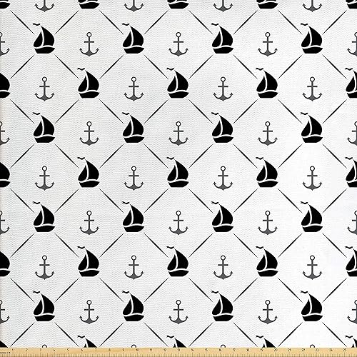 Miniatura 341 de Lunarable - Tela para amantes de perros de The Yard, patrón divertido de animales de dibujos animados en posiciones caprichosas estirando y Beige y