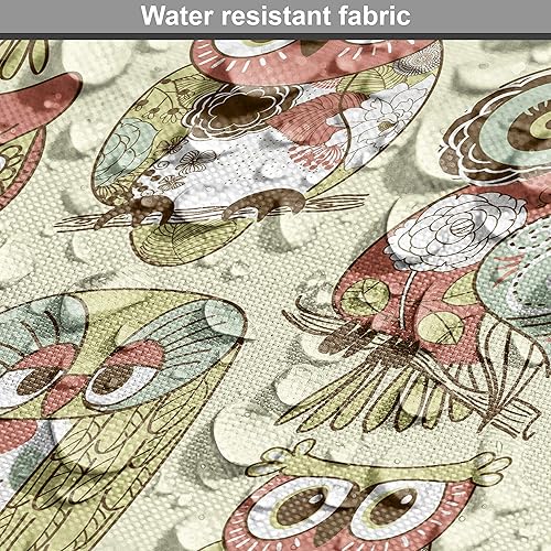 Miniatura 432 de Lunarable - Tela para amantes de perros de The Yard, patrón divertido de animales de dibujos animados en posiciones caprichosas estirando y Beige y