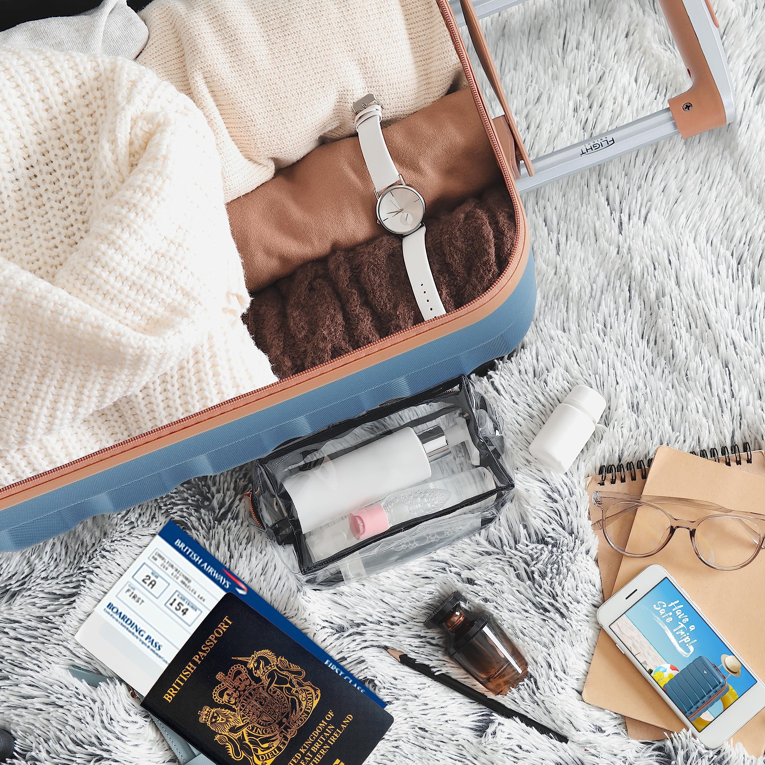 Flight Knight 55x40x20 Ryanair Priority Cabin Suitcase, Also for EasyJet, Jet2, Lightweight,ABS Hard Shell, Durable 4-Wheel Cabin Case, Carry-On Size 10kg Hand Luggage, Travel Bag- 55 x 40 x 20