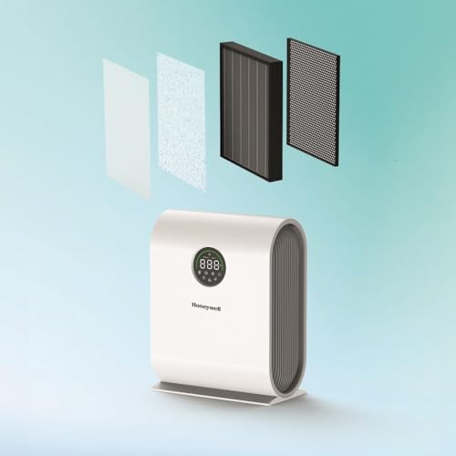Image of Honeywell Air Touch V5 4-in-1 Compound with Pre Filter, Nano-Silver Anti-Bacterial,H13 HEPA and Activated Carbon, Removes 99.99% Allergens,Pollutants,PM2.5,VOCs,Smoke,Odour