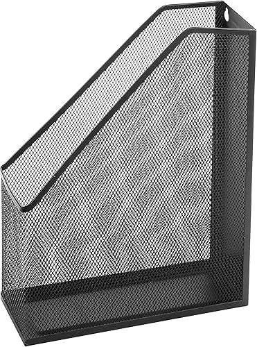 Miniatura 5 de Estante de malla de alambre montado en la pared o independiente para documentos, soporte para revistas y archivos, juego de 2, color negro