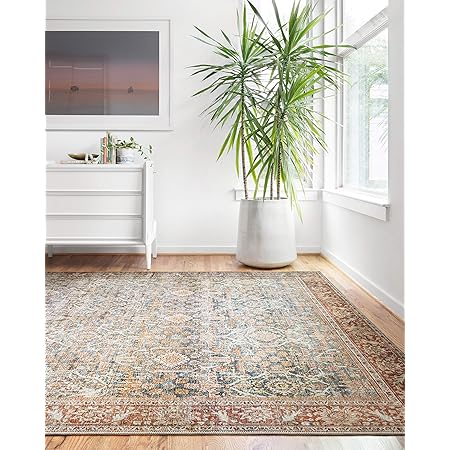 Loloi II Layla Collection LAY-04 Ocean / Rust, Traditional 7'-6" x 9'-6" Area Rug