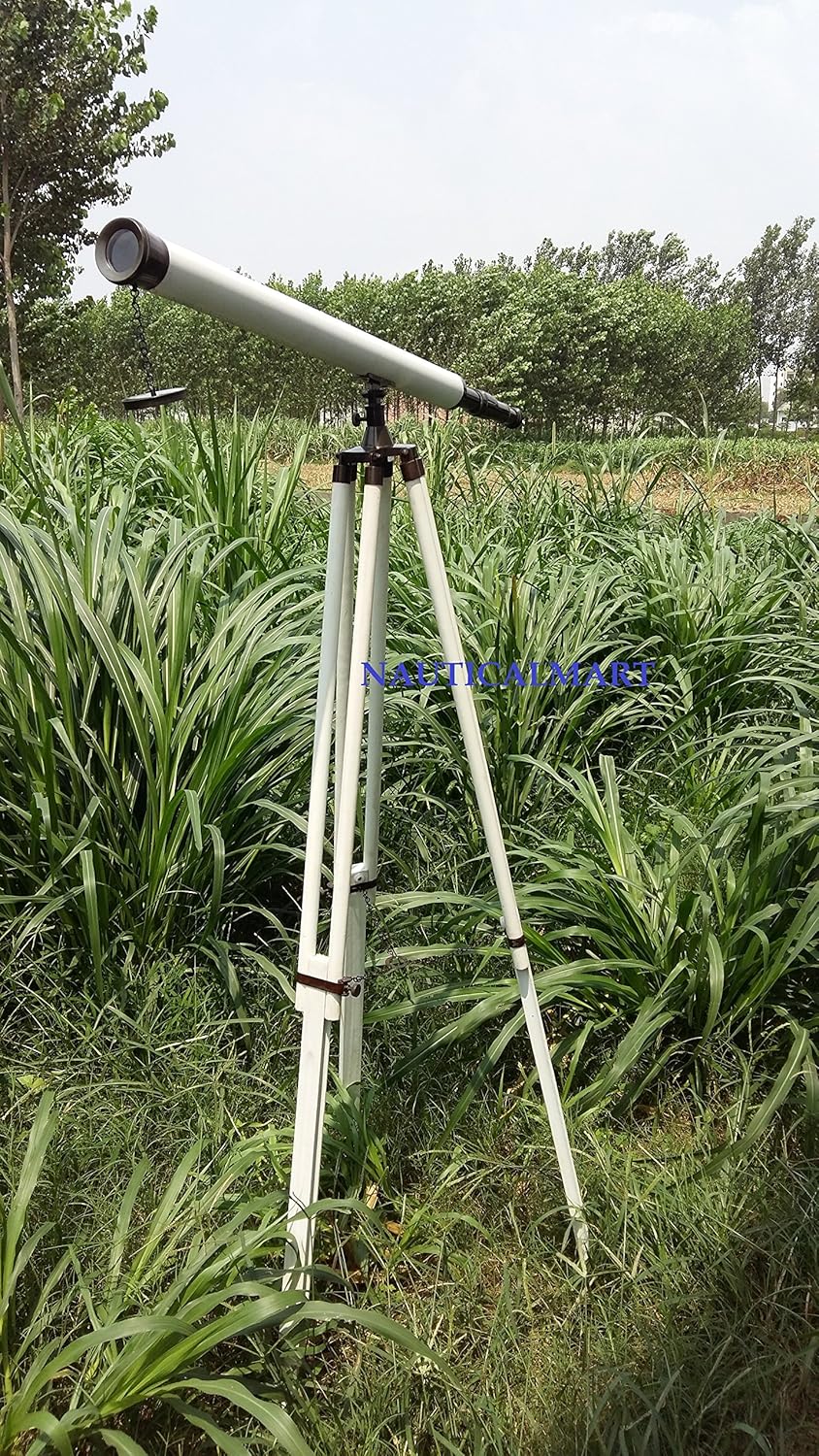 Floor Standing Oil-Rubbed Bronze/White Leather Harbor Master Telescope 60"