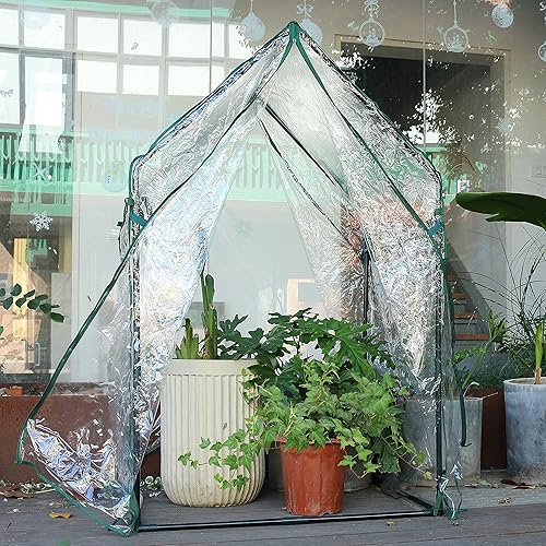 Miniatura 6 de Gardzen Mini invernadero resistente portátil, casa verde, tienda de campaña transparente para interiores o exteriores, para plantas de 36.2 pulgadas
