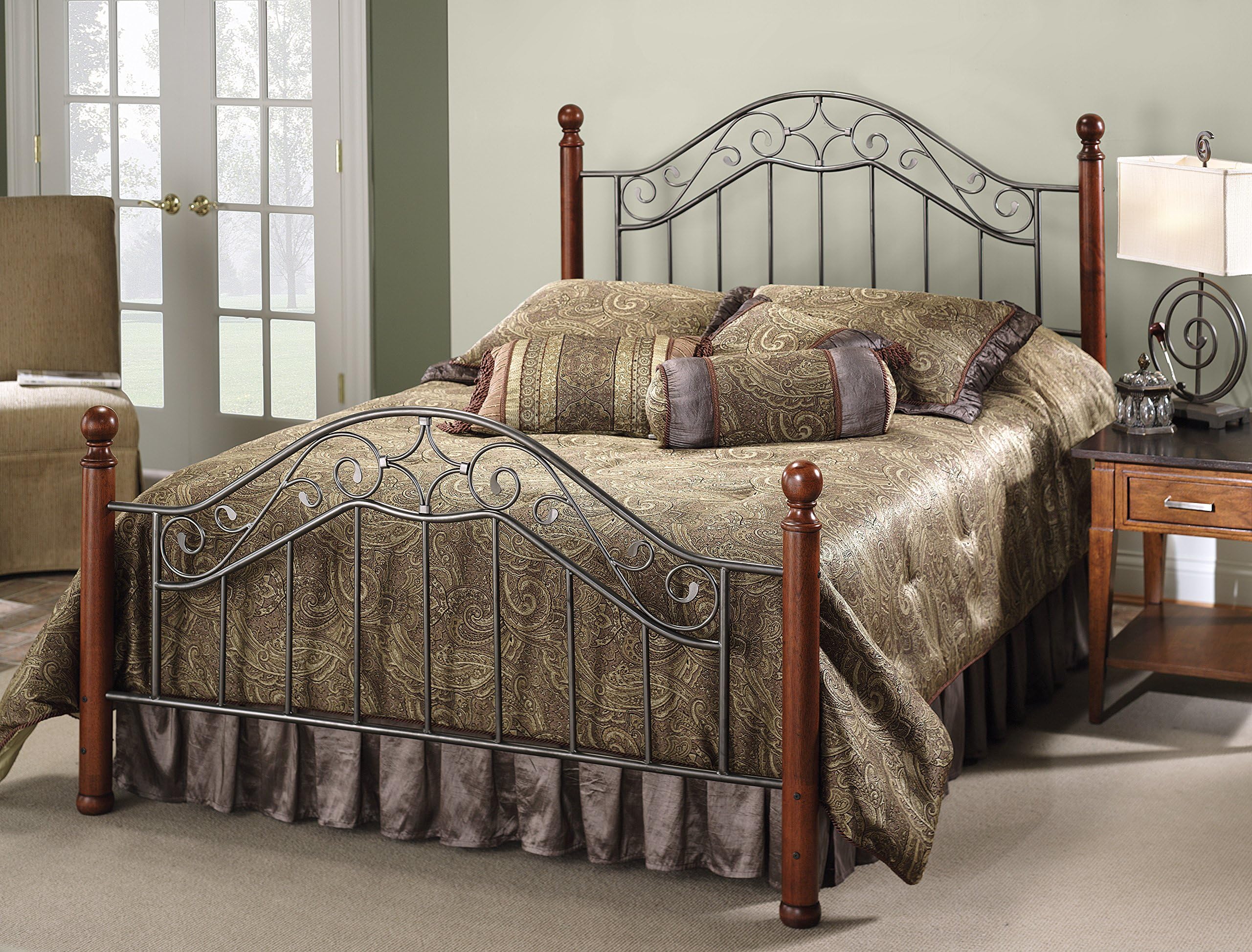Hillsdale Furniture Martino Bed Set with Rails, King, Smoke Silver