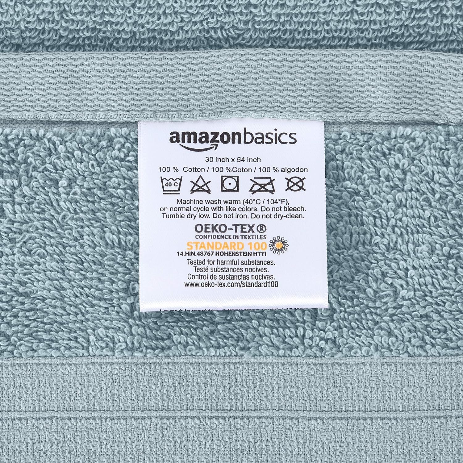 Amazon Basics Performance Bath Towels, 6 Piece Set, Aquifer Blue