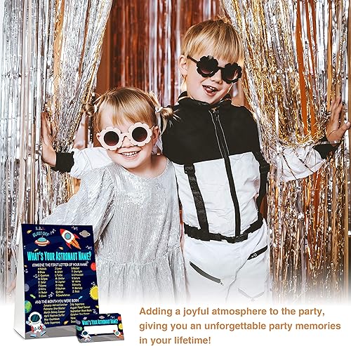 Miniatura 6 de Juego con el nombre de tu astronauta, juegos de fiesta de cumpleaños para niños en el espacio exterior, actividad escolar familiar, 1 letrero de pie