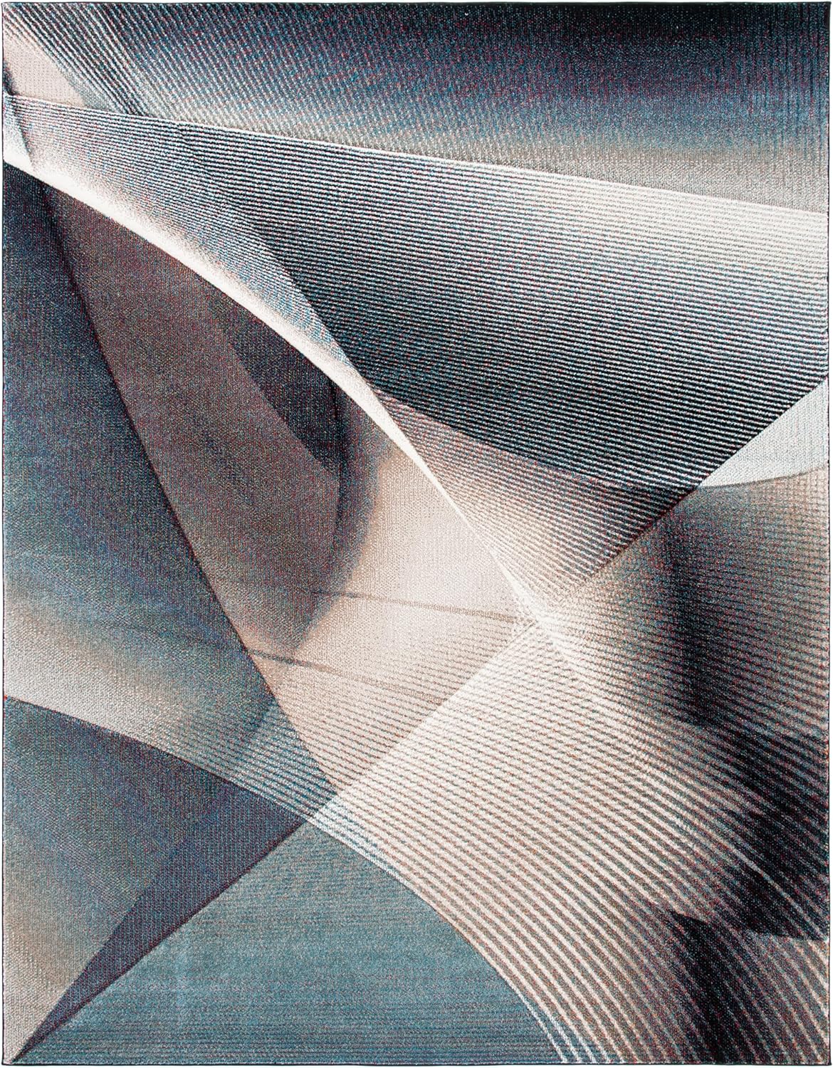 SAFAVIEH Hollywood Collection Area Rug - 9' x 12', Beige & Blue, Mid-Century Modern Design, Non-Shedding & Easy Care, Ideal for High Traffic Areas in Living Room, Bedroom (HLW715B)