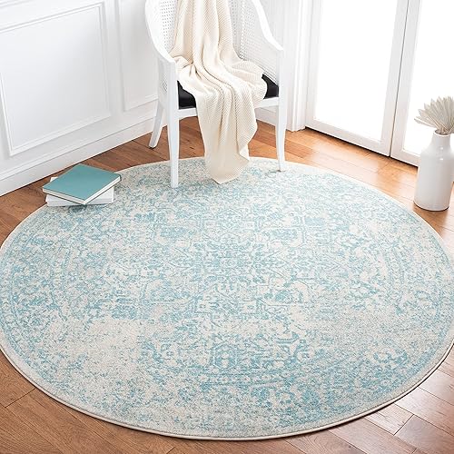 Miniatura 18 de SAFAVIEH Alfombra de Área 10x14 - Colección Evoke - Grande - Azul y Marfil, Diseño Envejecido, No Desprende Pelusa y Fácil de Limpiar, Ideal para