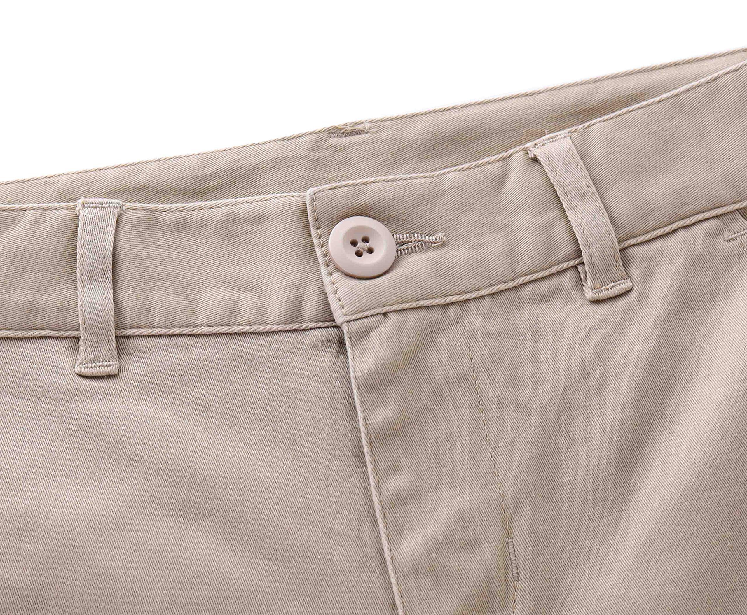 Bienzoe Pantalones de uniforme escolar de algodón elástico con cintura ajustable para niña - beige - 6X