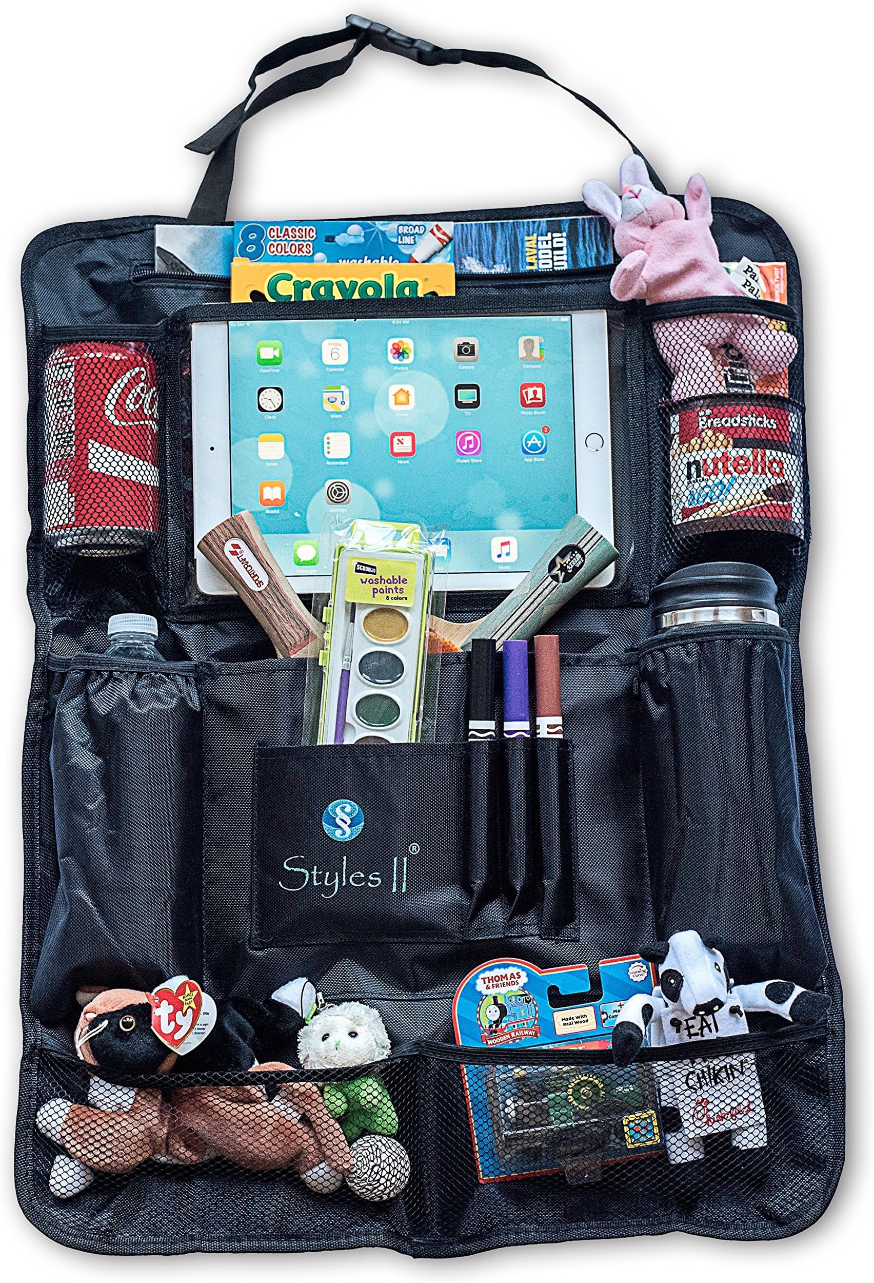 Styles II Car Back Seat Organizer with Insulated Thermal Pocket, Tablet Holder - Touch Screen Pocket - Use as Backseat Organizer for Kids & Toddlers, Kick Mat & Back Seat Protector