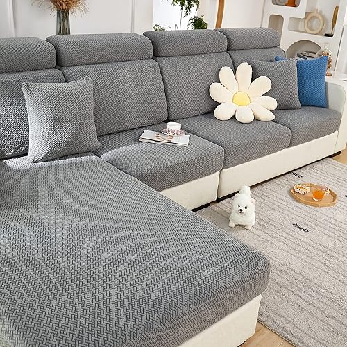 Miniatura 17 de ele ELEOPTION Fundas elásticas para cojín de respaldo de sofá, en forma de L, funda protectora para muebles (longitud 31-39 pulgadas, ancho 20-25 Un