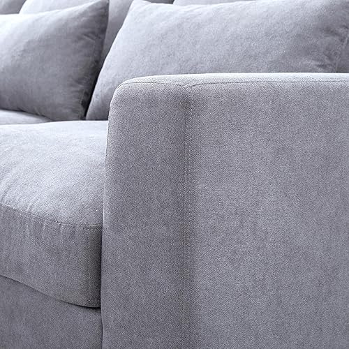 Miniatura 6 de Sofá modular de gran tamaño de 124.4 pulgadas con relleno de plumas y tumbona reversible, sofá esquinero en forma de L con otomana movible para el