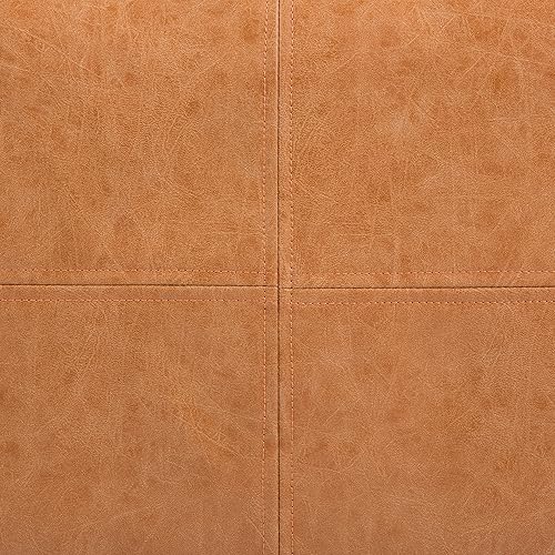 Miniatura 8 de SIMPLIHOME Brody - Puf cuadrado bohemio de piel sintética marrón envejecido, para sala de estar, habitación familiar, dormitorio y habitación de los