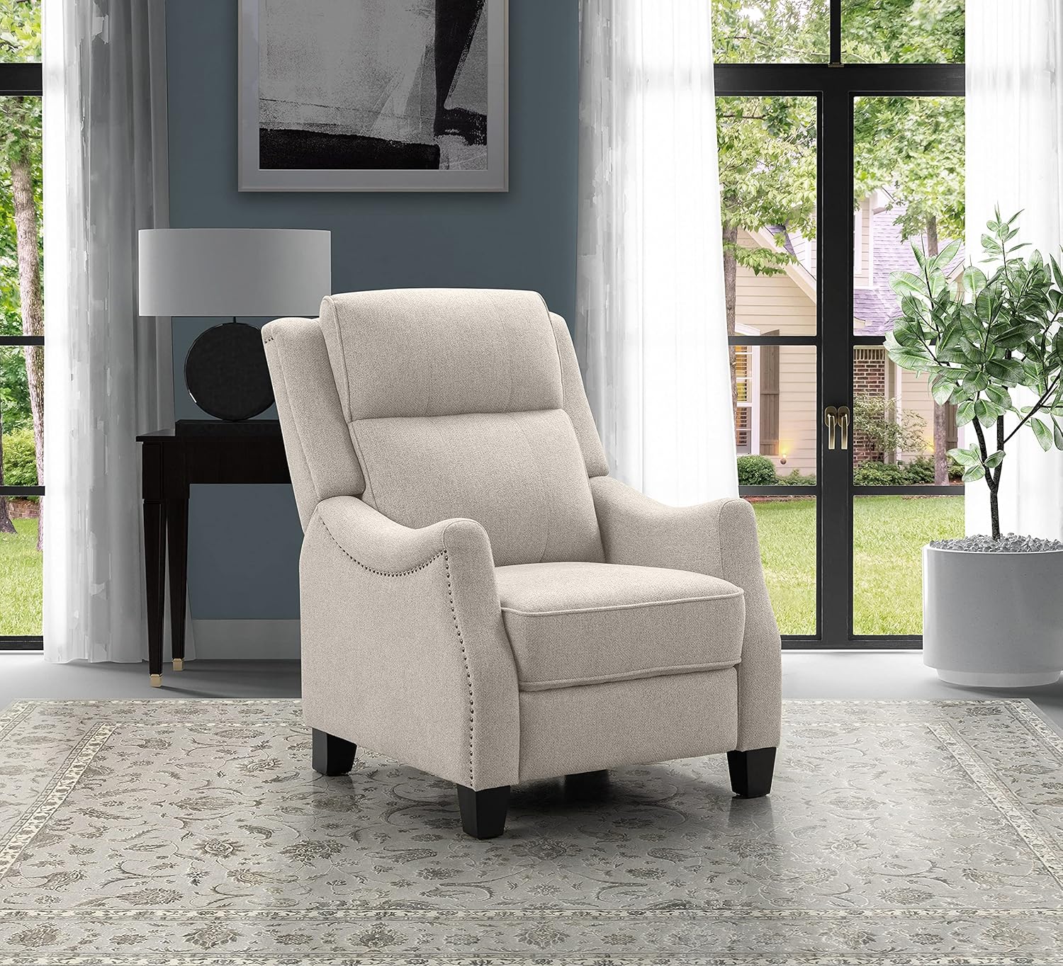 Fabric Tufted PushBack Recliner, Cream Home & Kitchen