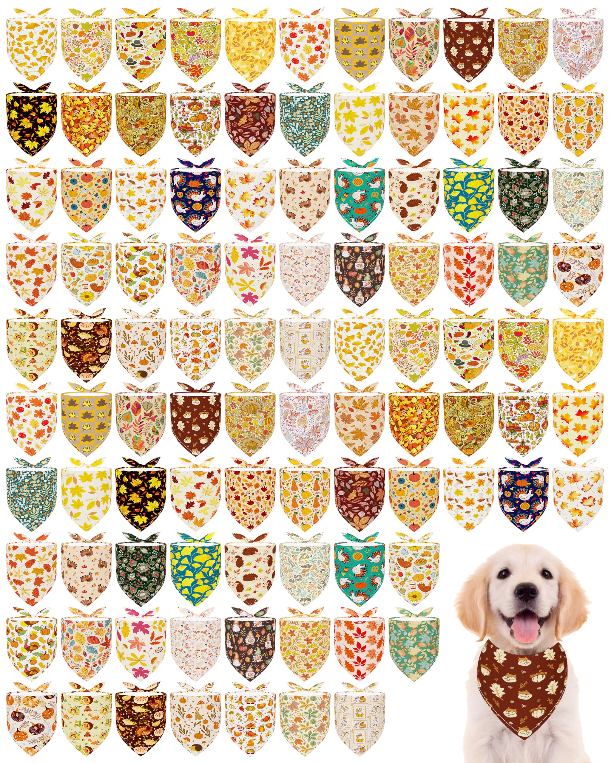 Halstücher für Hunde, Ahornblatt-Motiv, Dreieck, Halstuch, Lätzchen, Halstuch, Set für mittelgroße Hunde, Erntedankfest, Ernte, Foto-Requisiten, Zubehör, 100 Stück