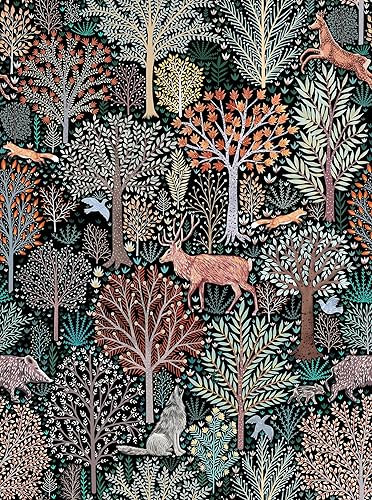 Miniatura 9 de Papel tapiz autoadhesivo con diseño de jirafa y elefante, color negroblanco, para habitación de los niños, papel tapiz de animales del bosque, papel