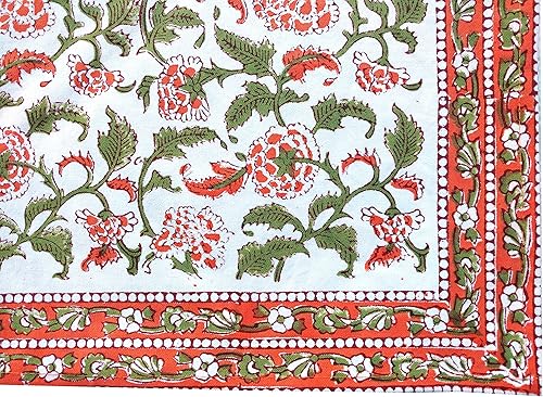 Miniatura 5 de Rastogi Handicrafts Juego de 6 manteles individuales 100 % algodón estilo indio para mesa de comedor y servilletas (naranja 1)